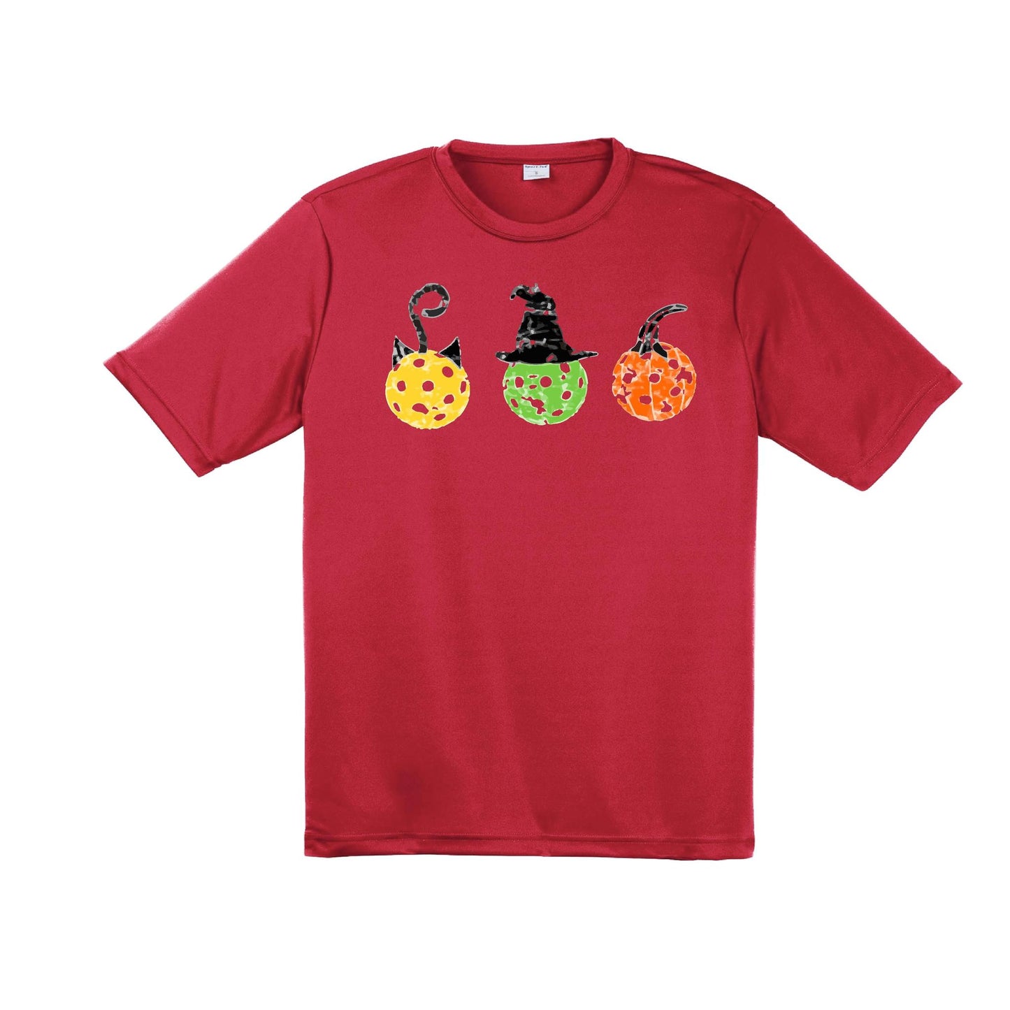 Cat Witch Pumpkin | Men's Short Sleeve Athletic Performance T-Shirt | 100% Polyester