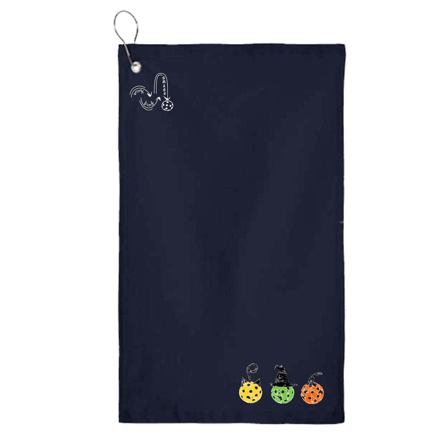 Cat Witch Pumpkin | Pickleball Court Towels | Grommeted 100% Cotton Terry Velour
