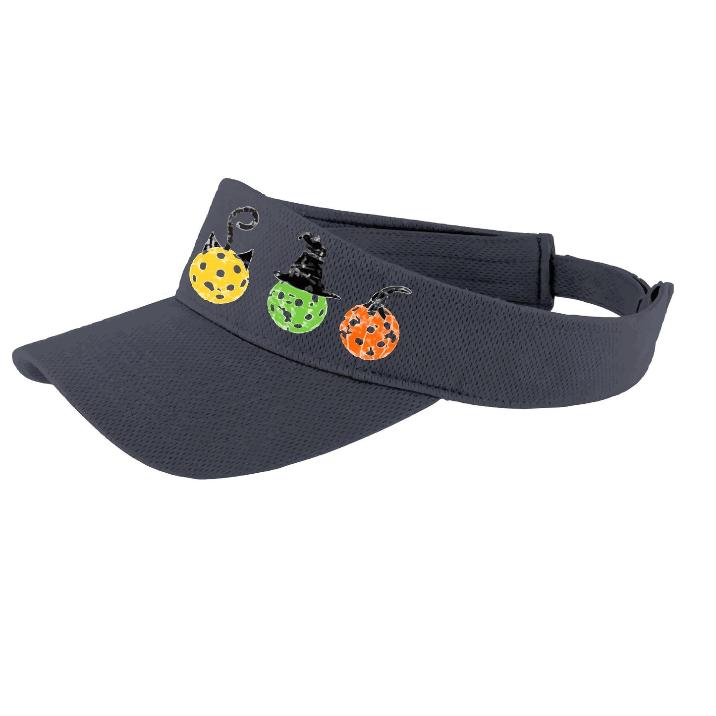 Cat Witch Pumpkin | Pickleball Visors | Moisture Wicking 100% Polyester
