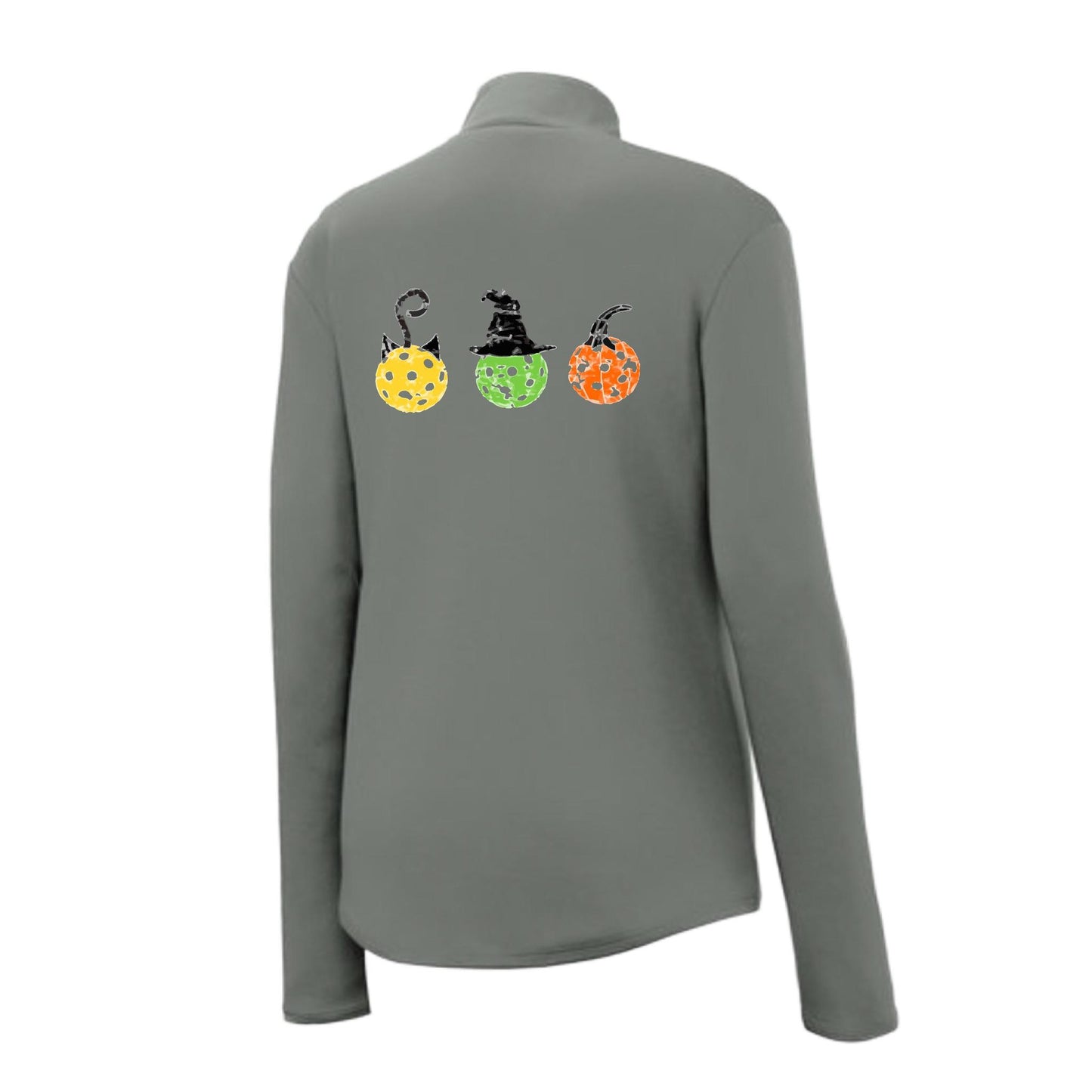 Cat Witch Pumpkin | Women's 1/4 Zip Pickleball Performance Pullover Shirt | 100% Polyester