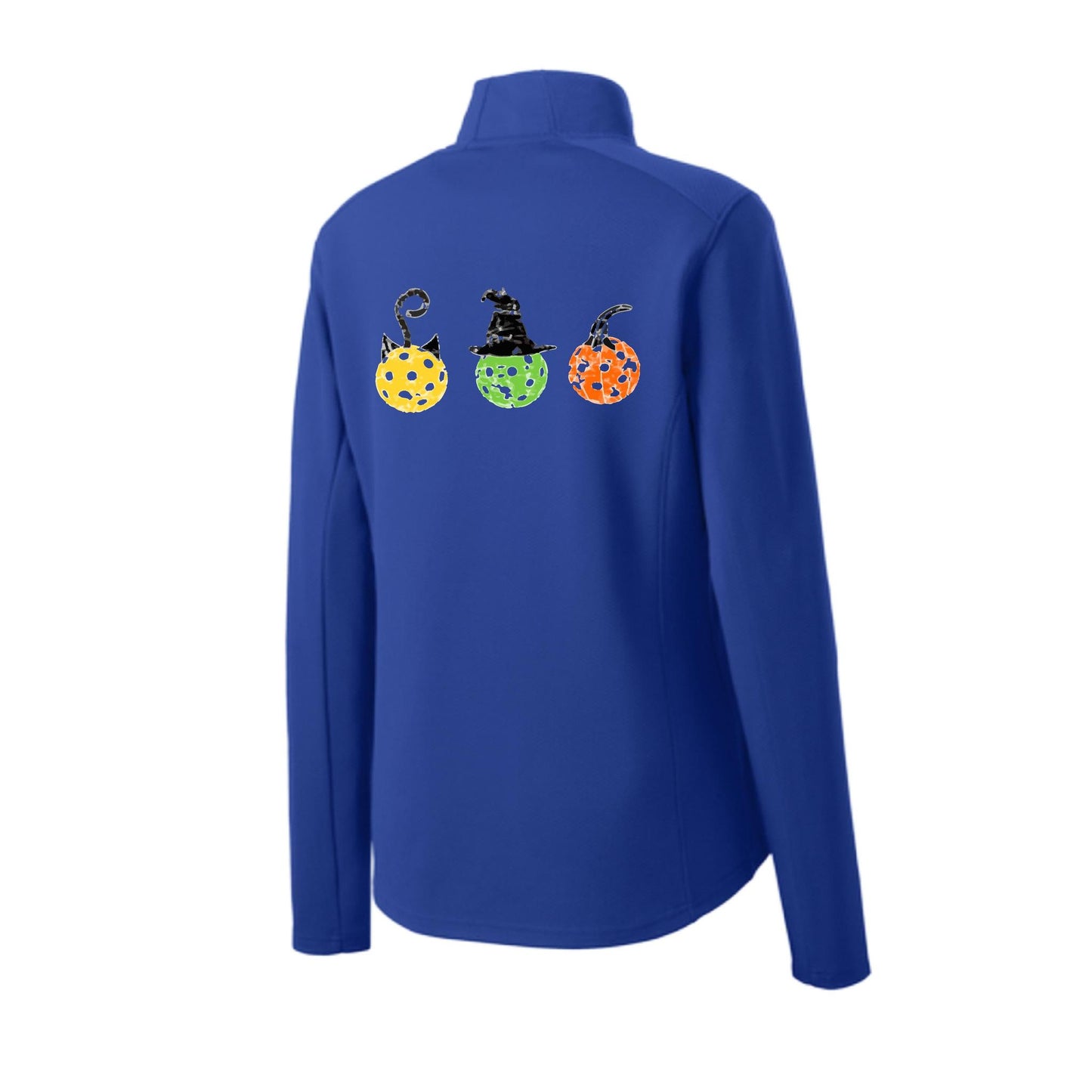 Cat Witch Pumpkin | Women's 1/4 Zip Pickleball Performance Pullover Shirt | 100% Polyester