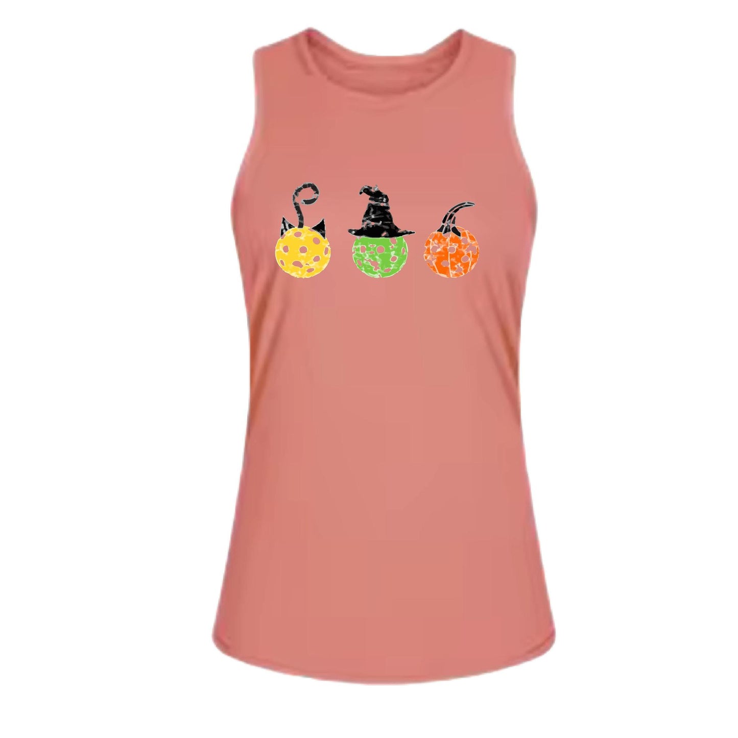 Cat Witch Pumpkin | Women's Split Back or Tied Back Pickleball Performance Tank | 80/20 Nylon Spandex Mix