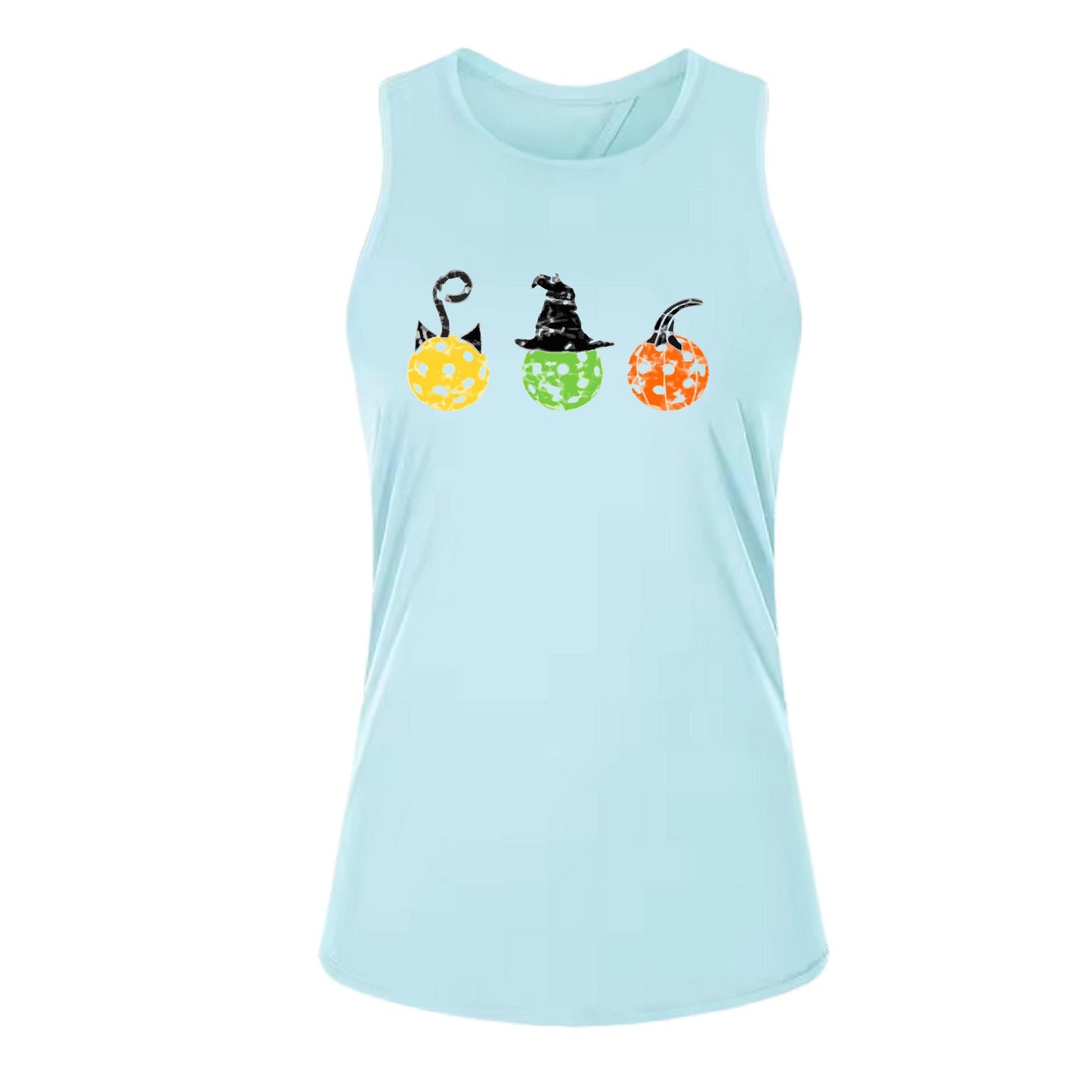 Cat Witch Pumpkin | Women's Split Back or Tied Back Pickleball Performance Tank | 80/20 Nylon Spandex Mix