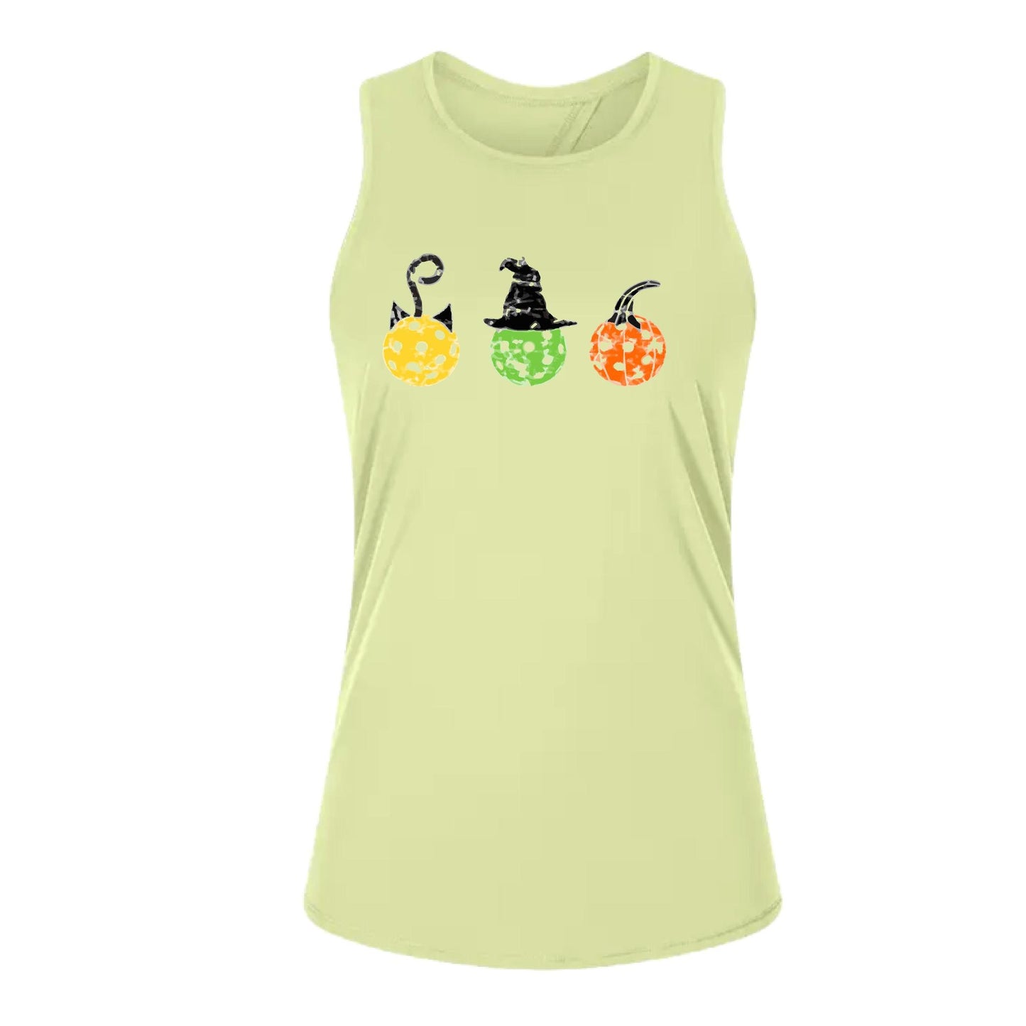 Cat Witch Pumpkin | Women's Split Back or Tied Back Pickleball Performance Tank | 80/20 Nylon Spandex Mix