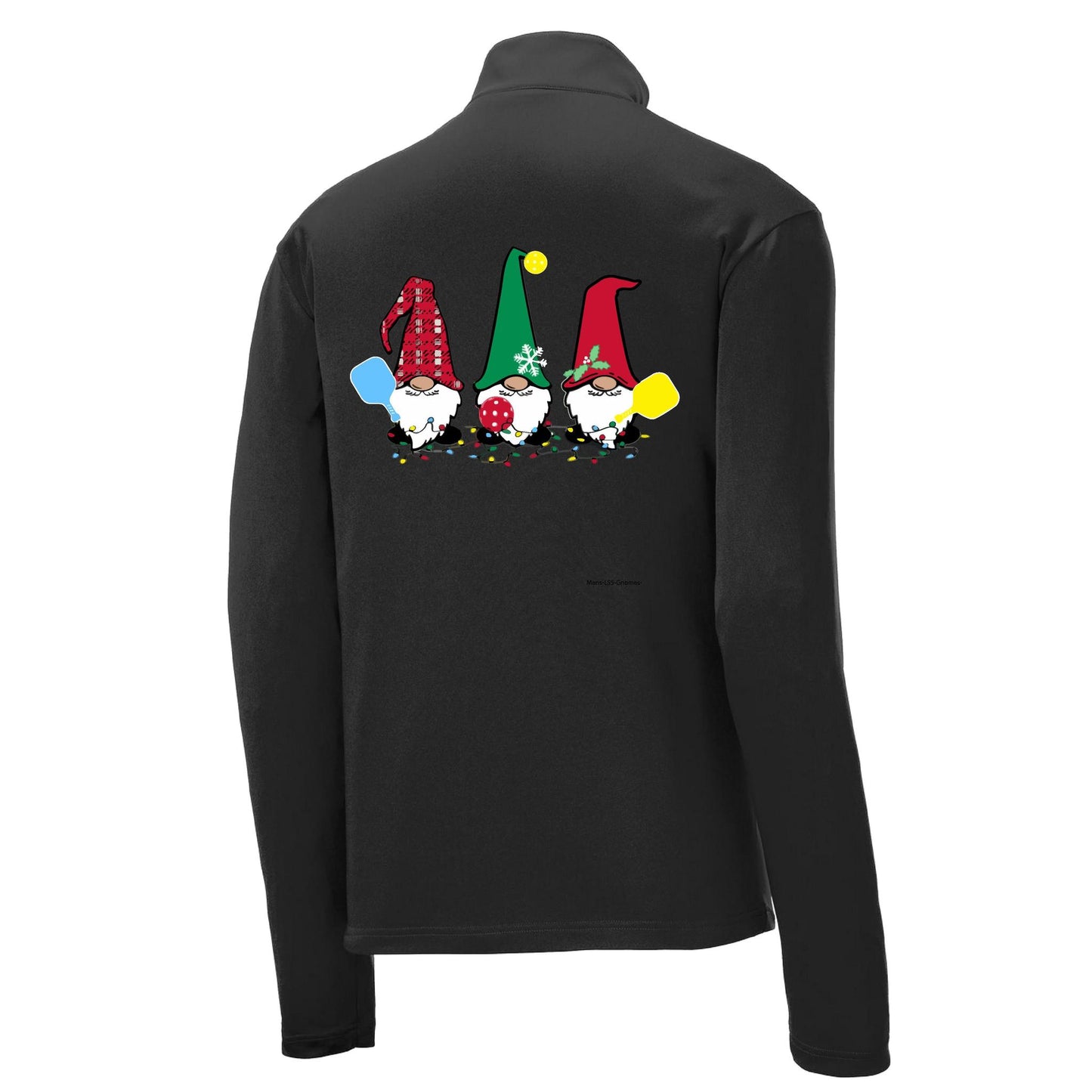 Christmas Gnomes | Men's 1/4 Zip Long Sleeve Pullover Athletic Performance Shirt | 100% Polyester
