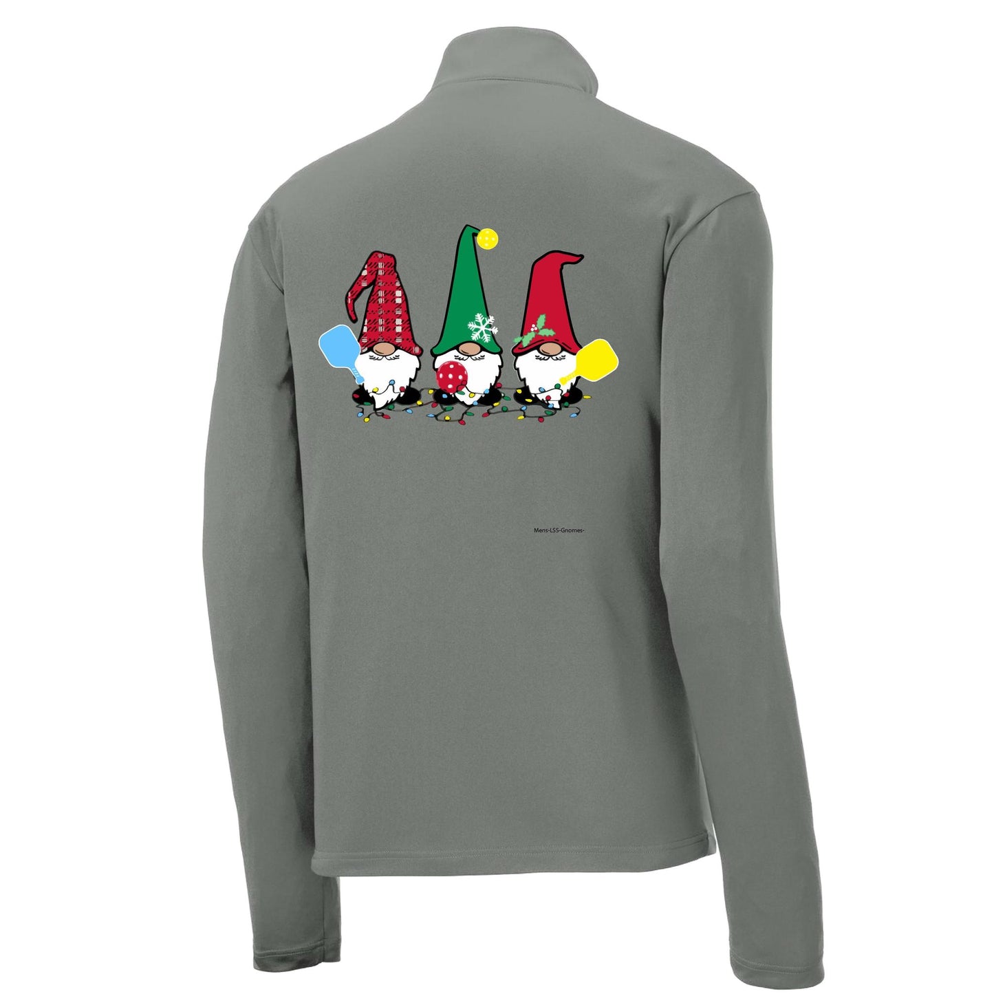 Christmas Gnomes | Men's 1/4 Zip Long Sleeve Pullover Athletic Performance Shirt | 100% Polyester