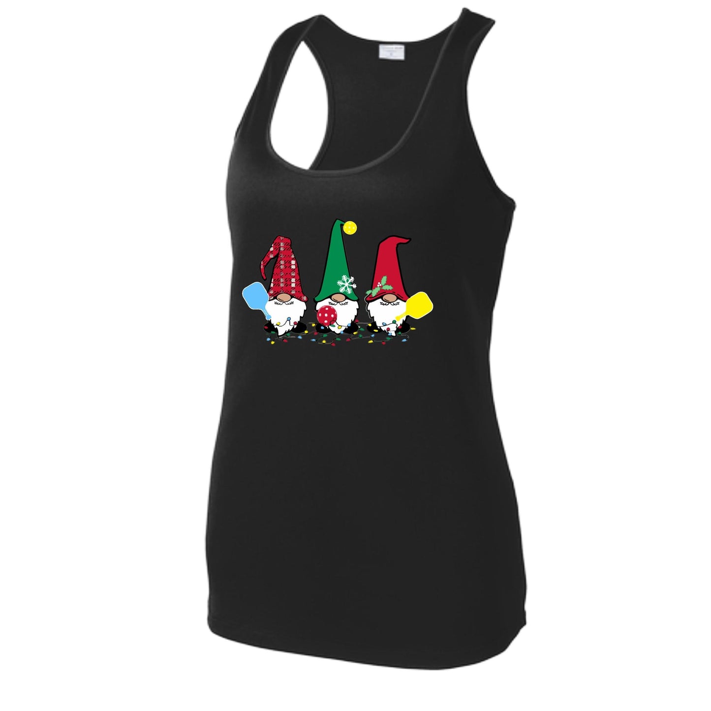 Christmas Gnomes | Women's Racerback Pickleball Performance Tank | 100% Polyester