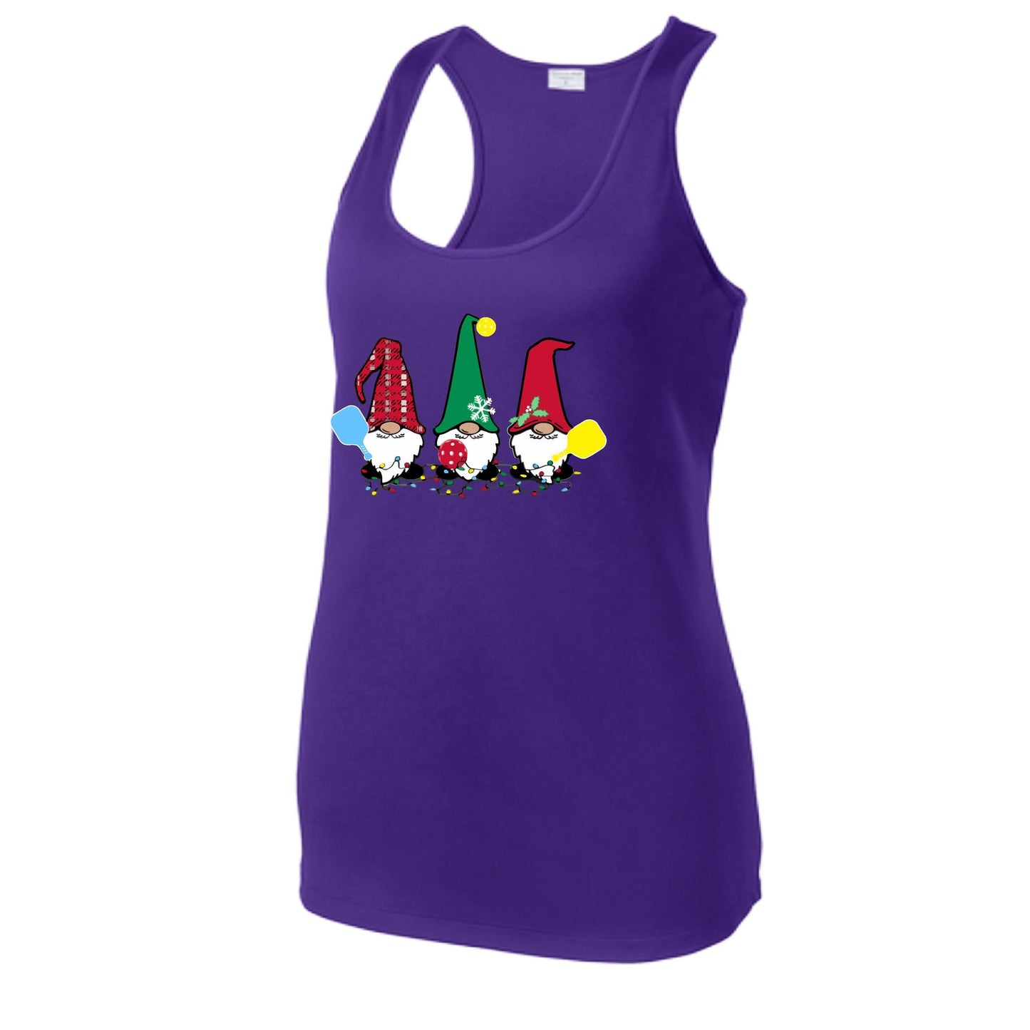 Christmas Gnomes | Women's Racerback Pickleball Performance Tank | 100% Polyester