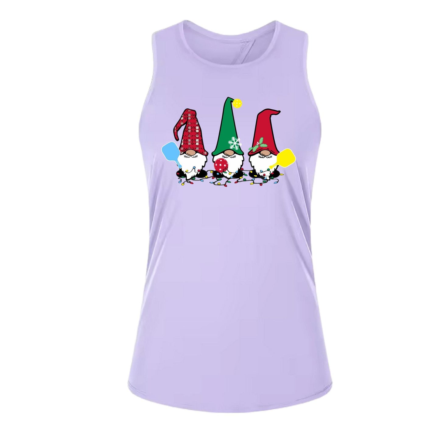 Christmas Gnomes | Women's Split Back or Tied Back Pickleball Performance Tank | 80/20 Nylon Spandex Mix