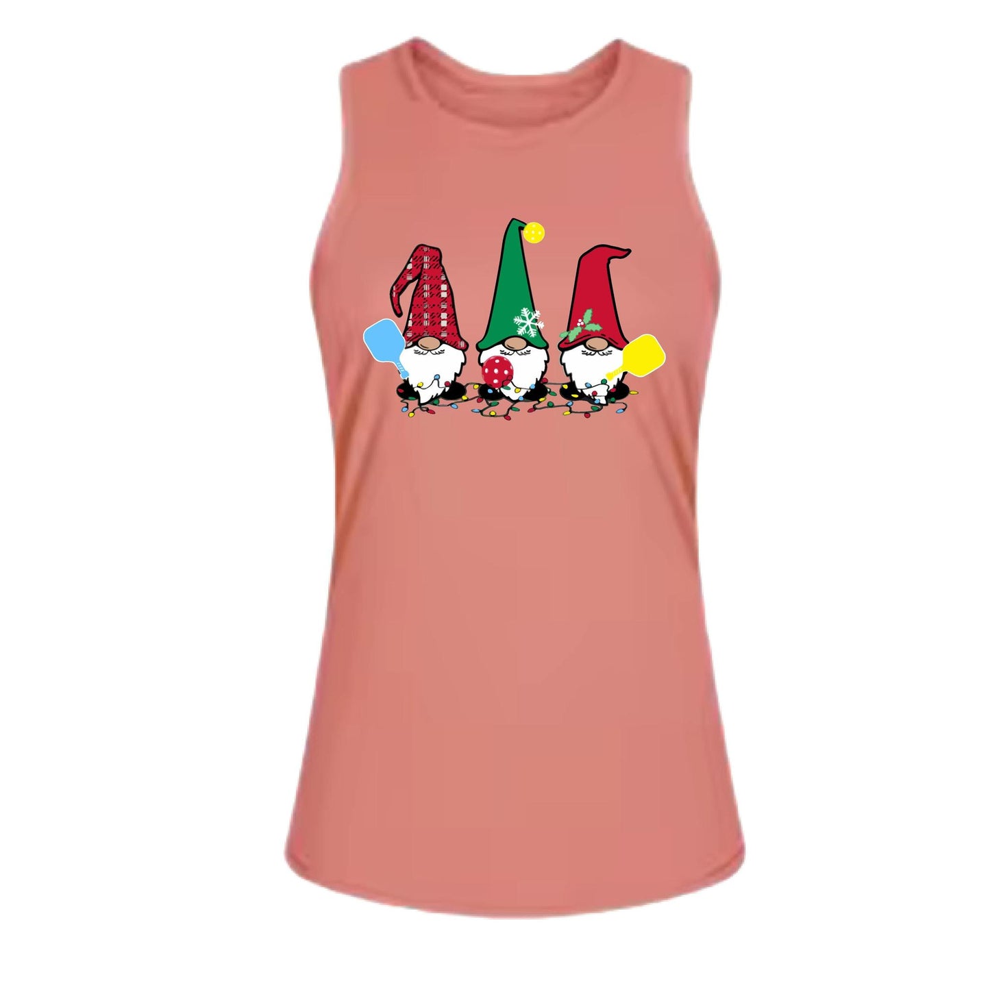 Christmas Gnomes | Women's Split Back or Tied Back Pickleball Performance Tank | 80/20 Nylon Spandex Mix