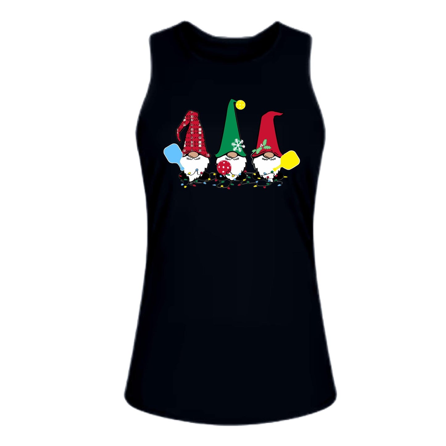 Christmas Gnomes | Women's Split Back or Tied Back Pickleball Performance Tank | 80/20 Nylon Spandex Mix