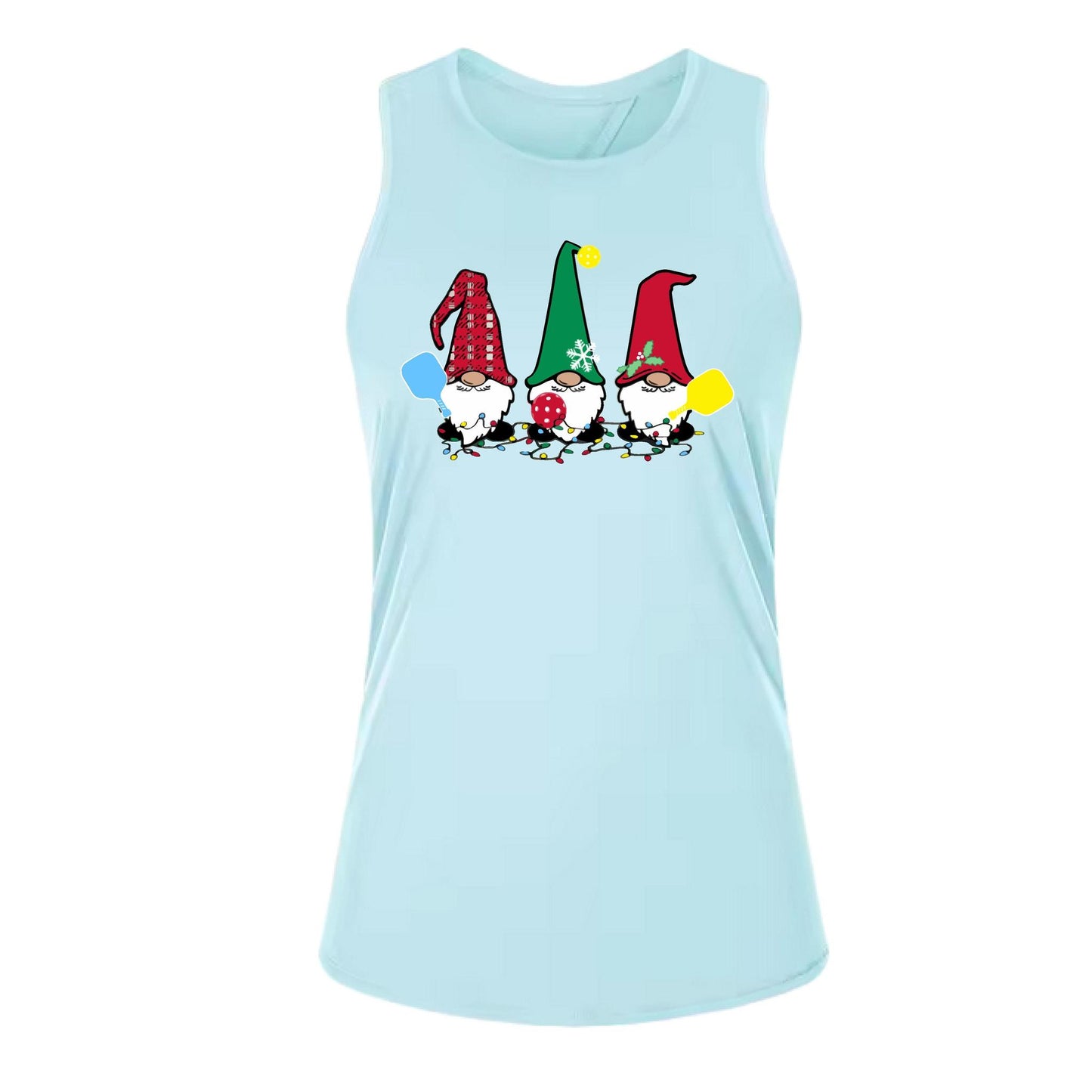 Christmas Gnomes | Women's Split Back or Tied Back Pickleball Performance Tank | 80/20 Nylon Spandex Mix