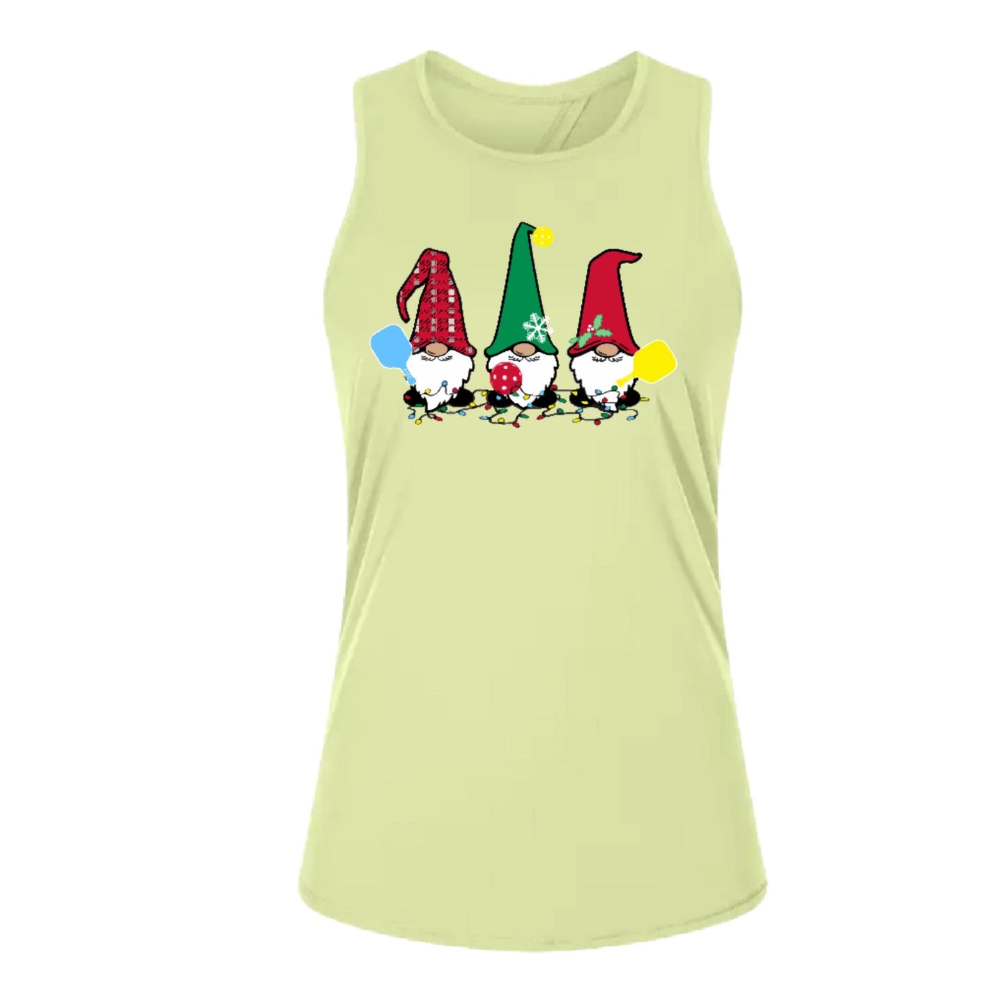 Christmas Gnomes | Women's Split Back or Tied Back Pickleball Performance Tank | 80/20 Nylon Spandex Mix