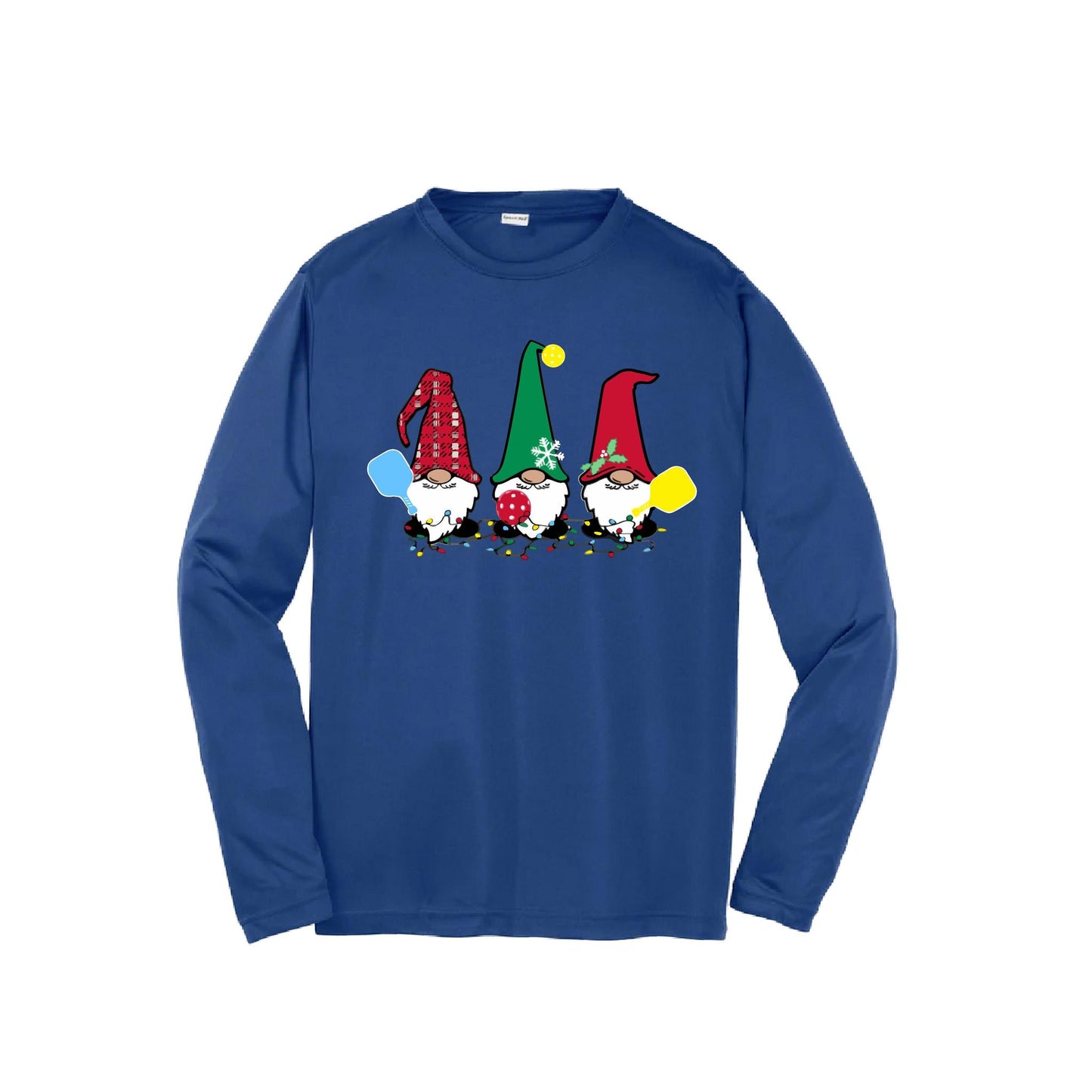 Christmas Gnomes | Youth Long Sleeve Pickleball Performance T-Shirts | 100% Polyester