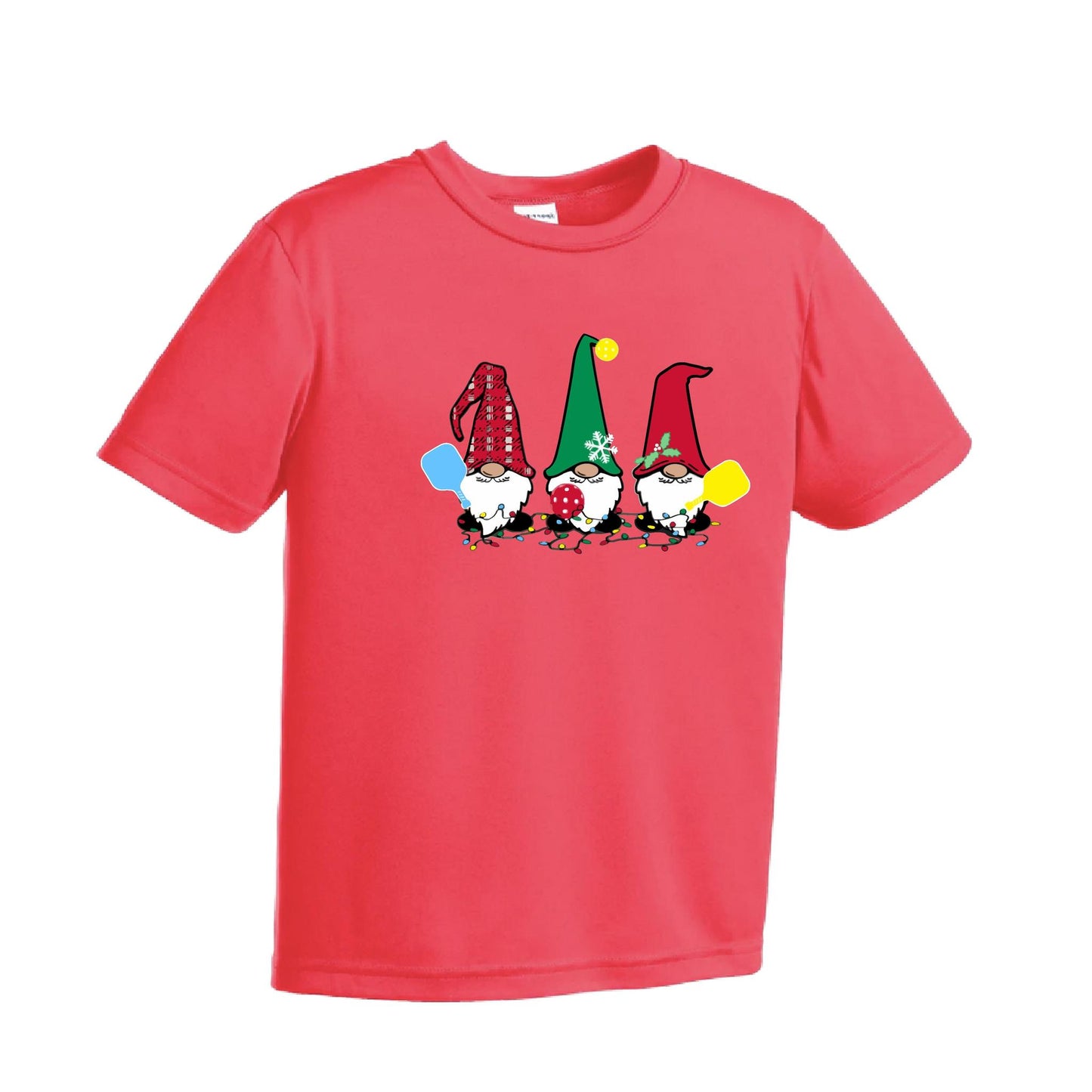 Christmas Gnomes | Youth Short Sleeve Pickleball Performance T-Shirts | 100% Polyester