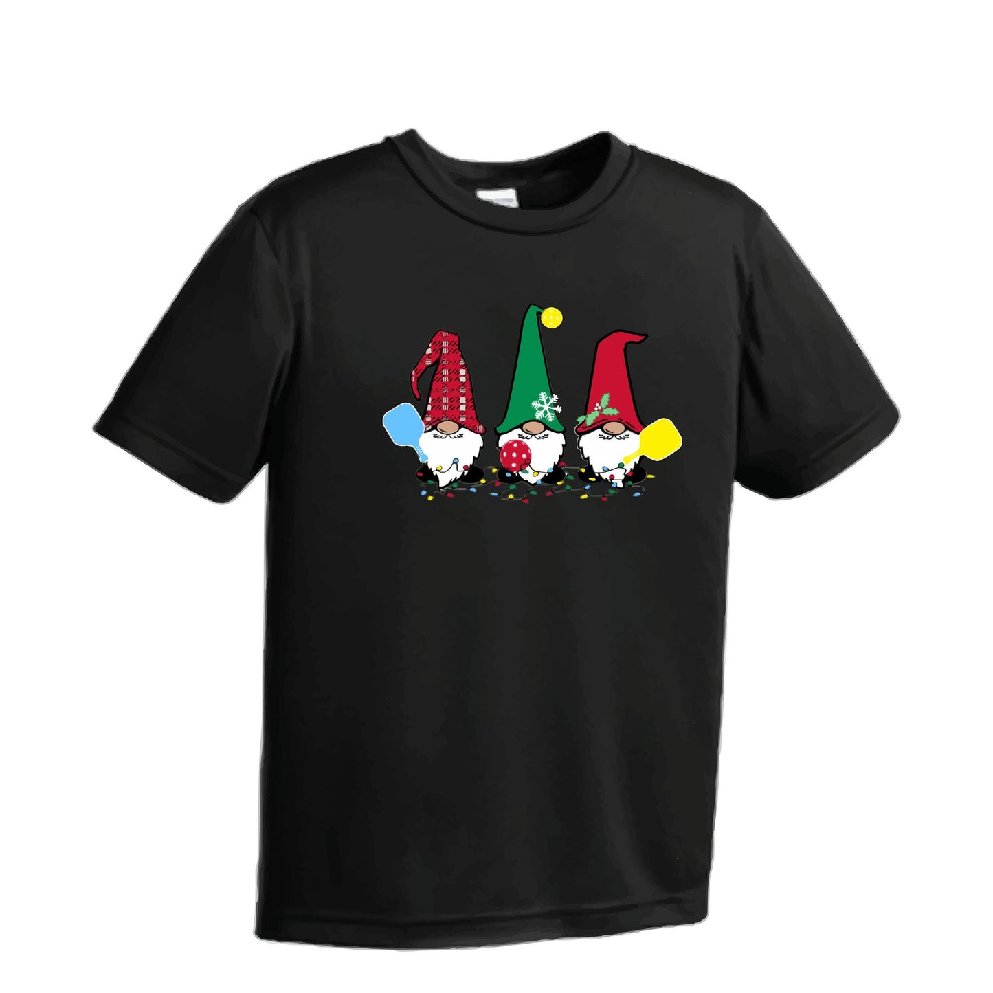 Christmas Gnomes | Youth Short Sleeve Pickleball Performance T-Shirts | 100% Polyester