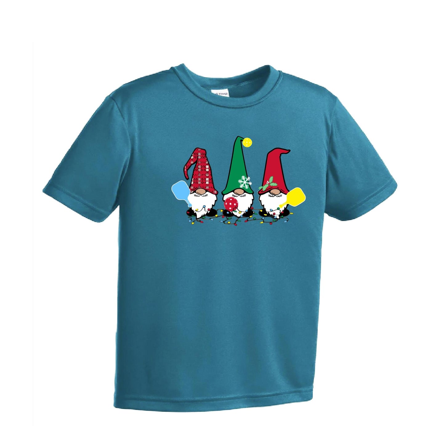 Christmas Gnomes | Youth Short Sleeve Pickleball Performance T-Shirts | 100% Polyester
