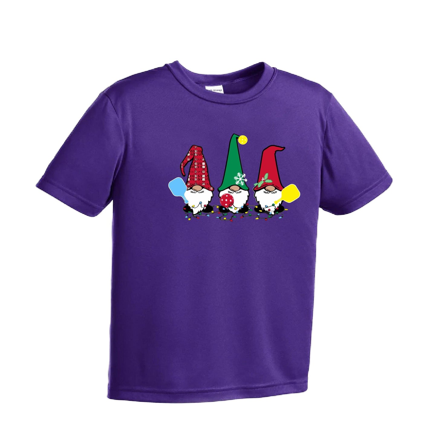 Christmas Gnomes | Youth Short Sleeve Pickleball Performance T-Shirts | 100% Polyester