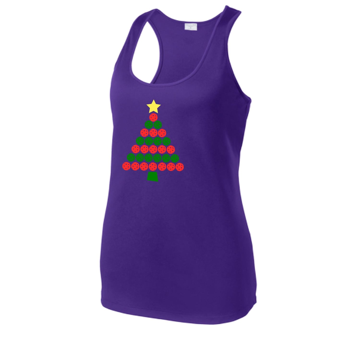 Christmas Tree | Women's Racerback Pickleball Performance Tank | 100% Polyester