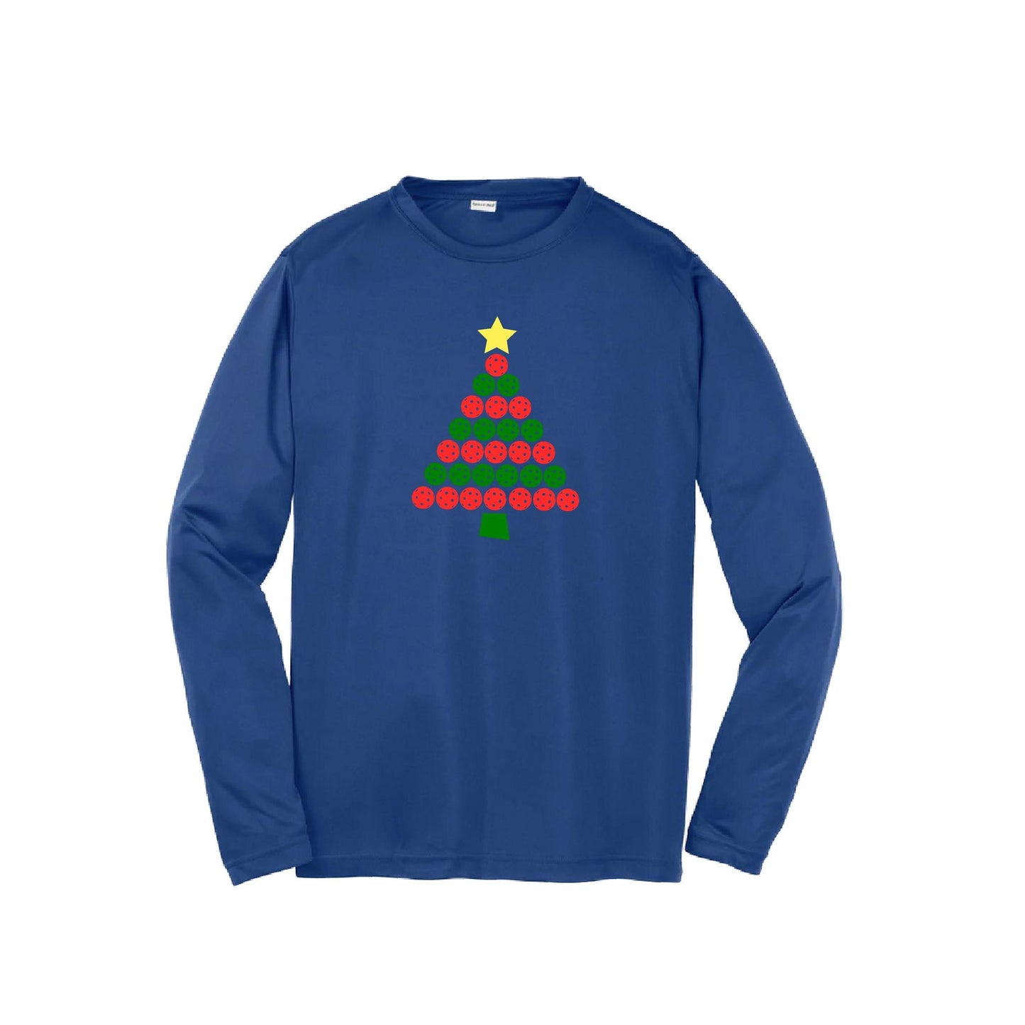 Christmas Tree | Youth Long Sleeve Pickleball Performance T-Shirts | 100% Polyester
