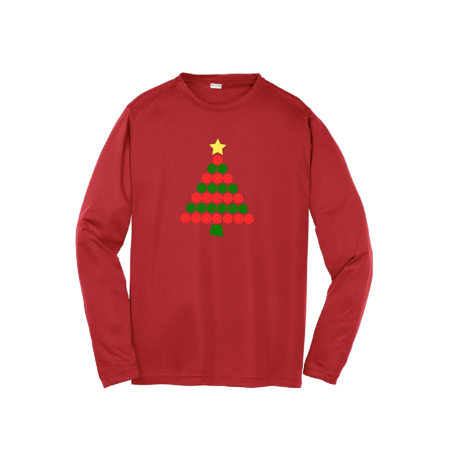 Christmas Tree | Youth Long Sleeve Pickleball Performance T-Shirts | 100% Polyester