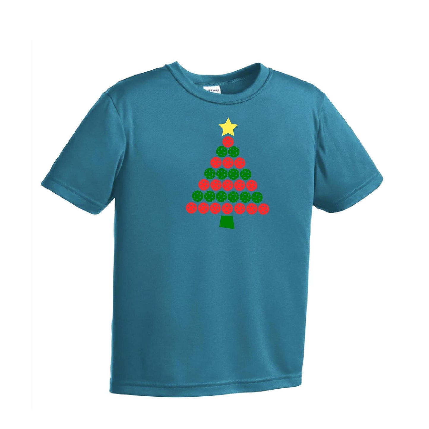 Christmas Tree | Youth Short Sleeve Pickleball Performance T-Shirts | 100% Polyester