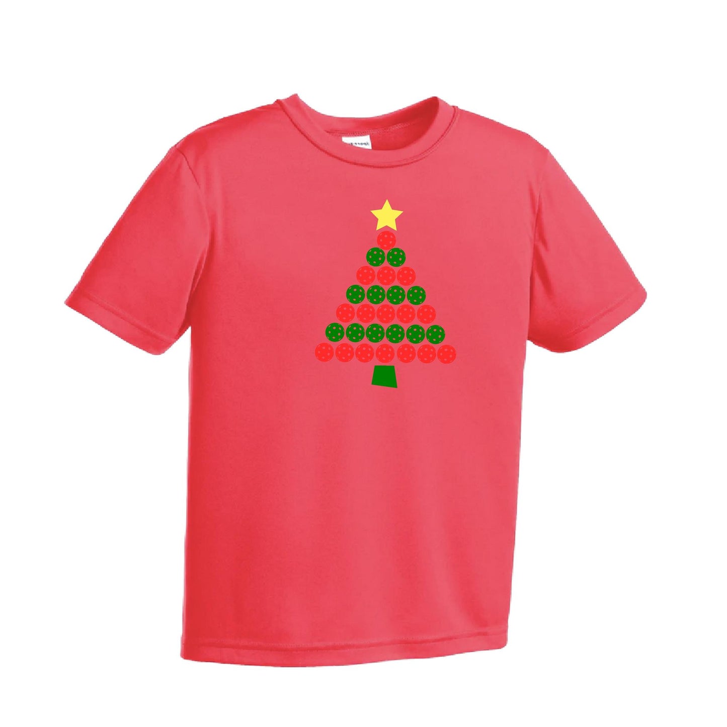 Christmas Tree | Youth Short Sleeve Pickleball Performance T-Shirts | 100% Polyester