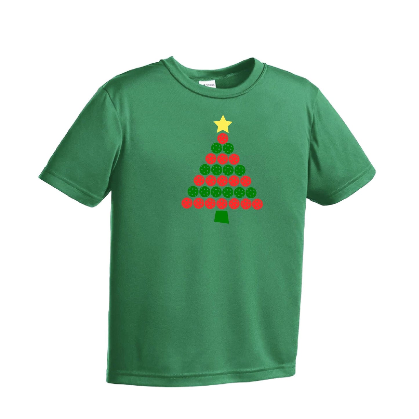 Christmas Tree | Youth Short Sleeve Pickleball Performance T-Shirts | 100% Polyester
