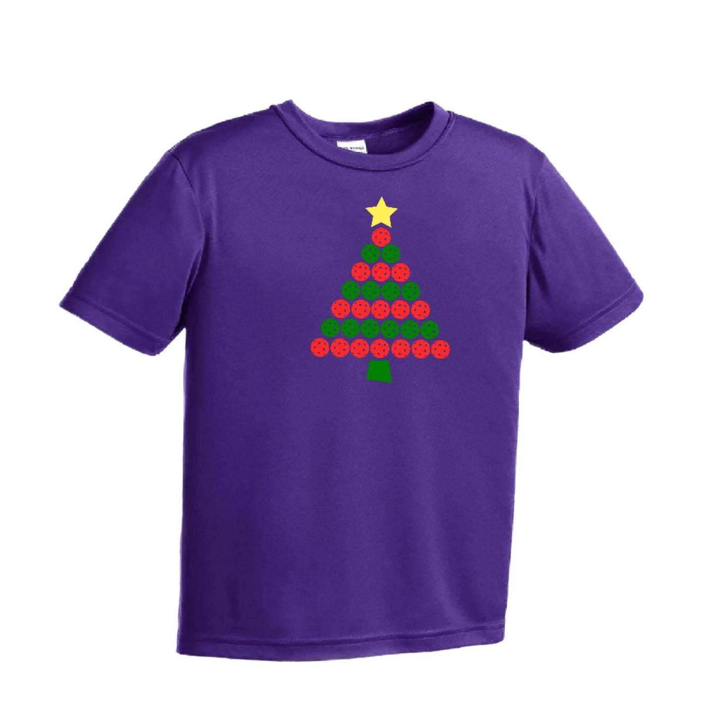 Christmas Tree | Youth Short Sleeve Pickleball Performance T-Shirts | 100% Polyester