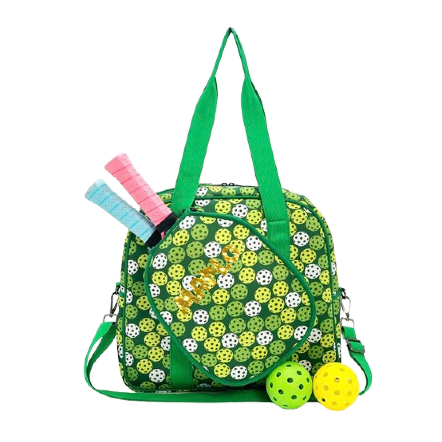 "Citrus Slice" Green and Yellow Pickleball Bag (Free Customization) | Pickleball Sports Bag | Medium Size Court Bag