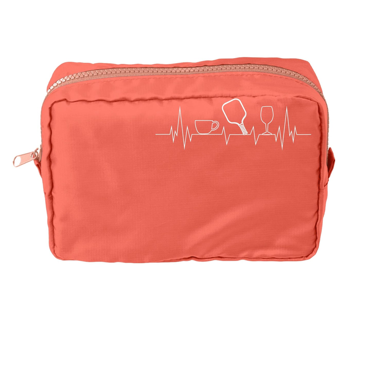 Coffee, Pickleball, Wine EKG Heartbeat | Pickleball Dimensional Pouch Bag | Small Size Court Dimensional Bag