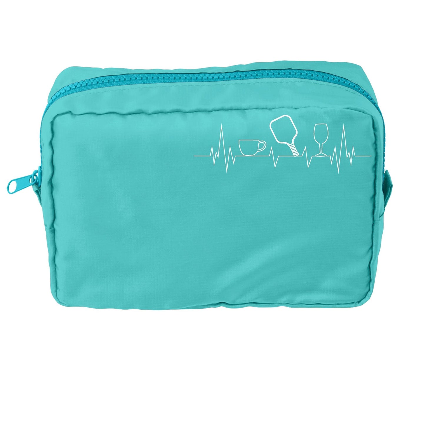 Coffee, Pickleball, Wine EKG Heartbeat | Pickleball Dimensional Pouch Bag | Small Size Court Dimensional Bag