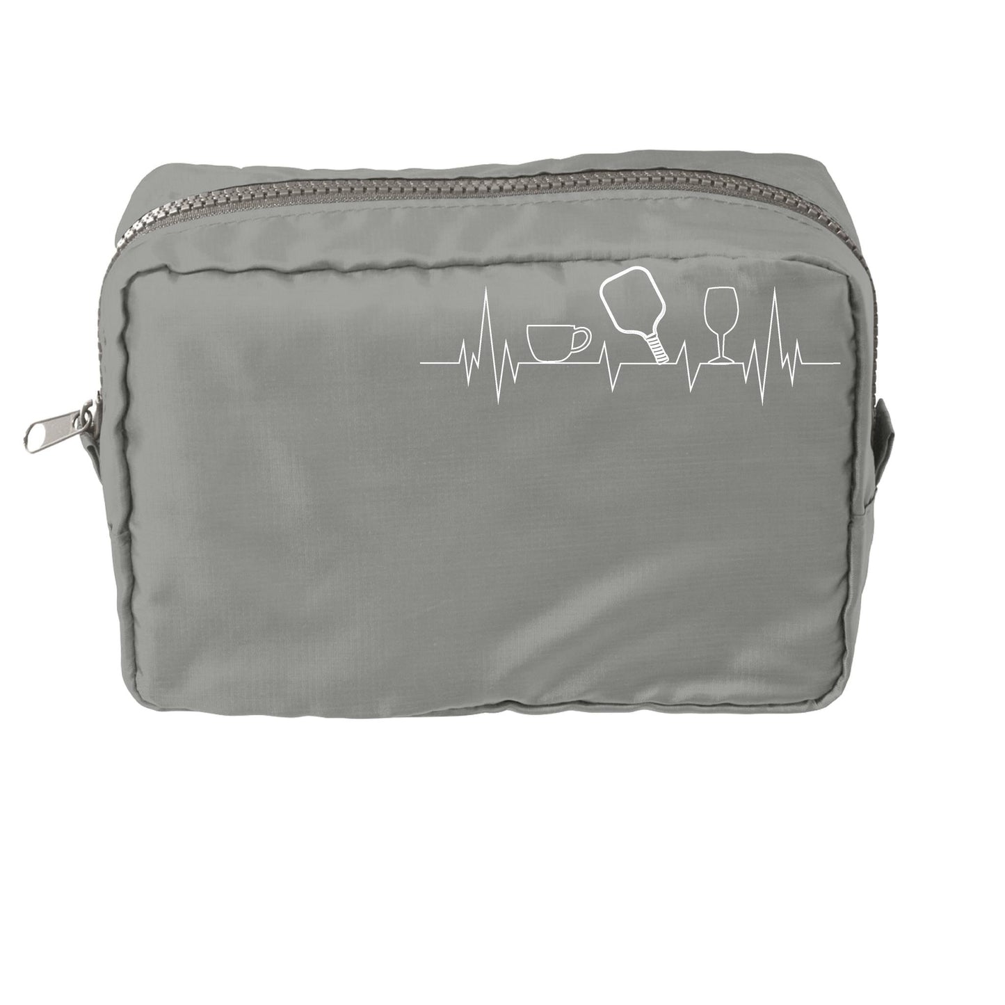 Coffee, Pickleball, Wine EKG Heartbeat | Pickleball Dimensional Pouch Bag | Small Size Court Dimensional Bag