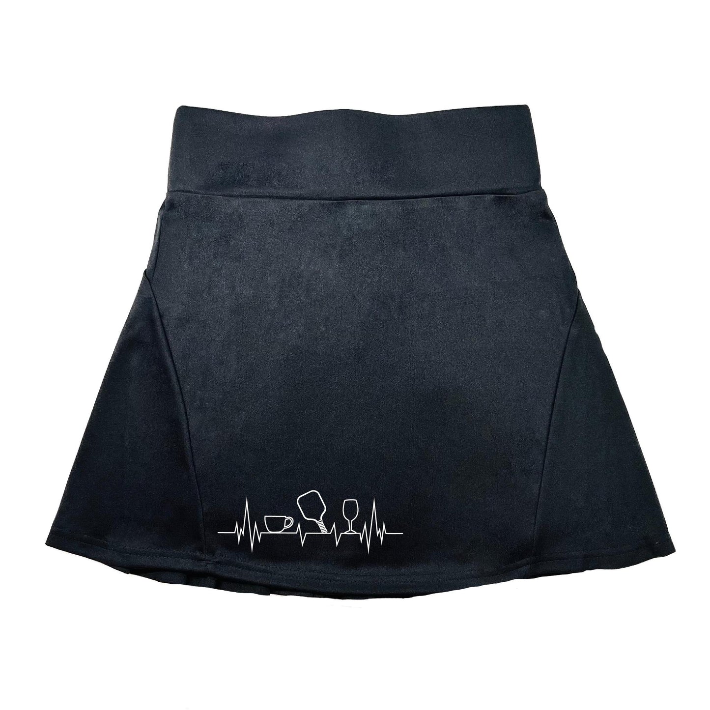 Coffee, Pickleball, Wine Heartbeat EGK | Women's Flirty Pickleball Skort