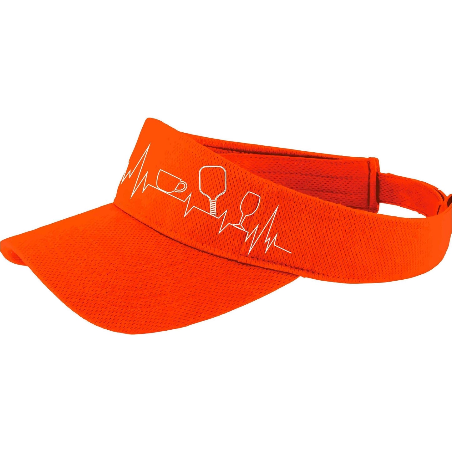 Coffee, Pickleball, Wine Heartbeat EKG | Pickleball Visors | Moisture Wicking 100% Polyester