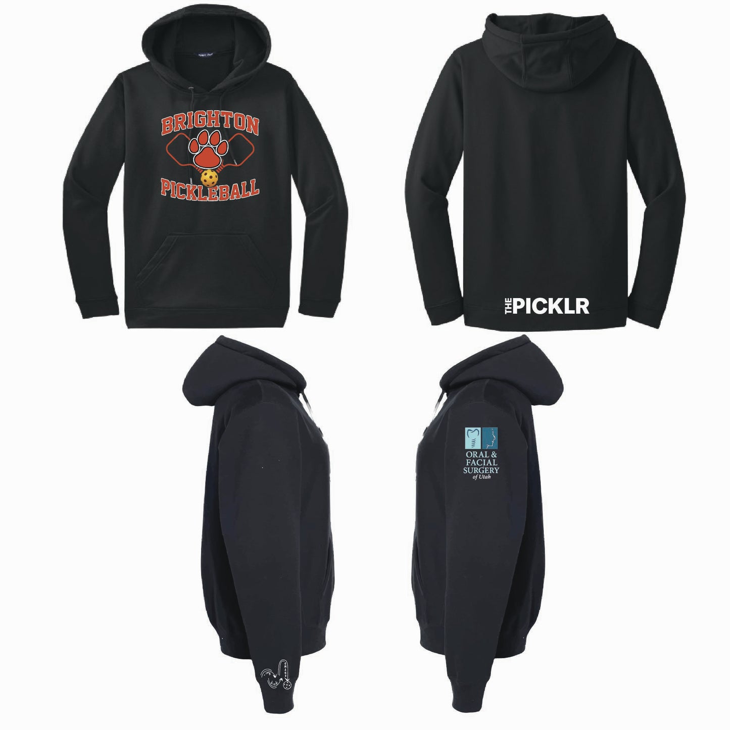 Brighton High School Pickleball Club | Unisex Black Hoodie Athletic Sweatshirts | 50% Cotton/50% Polyester