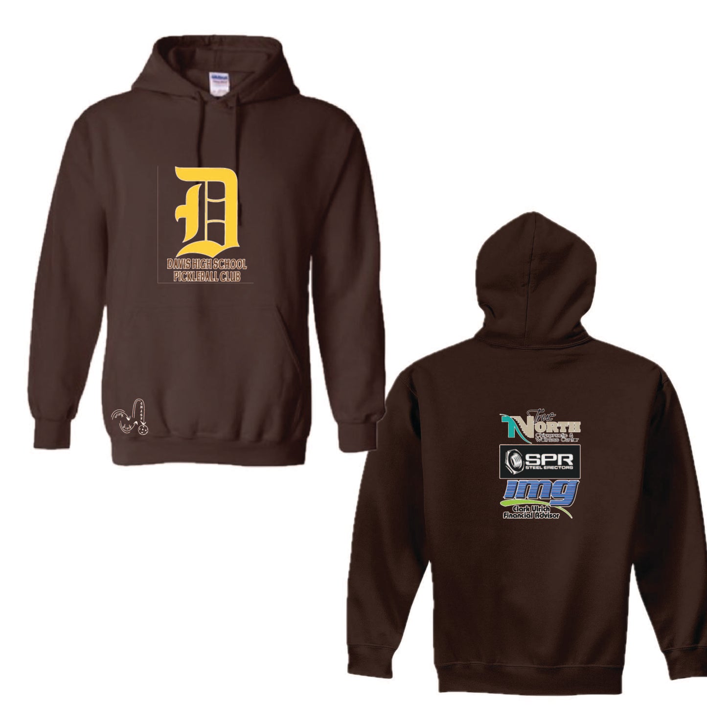 Davis High School Pickleball Club | Unisex Black Hoodie Athletic Sweatshirts | 50% Cotton/50% Polyester