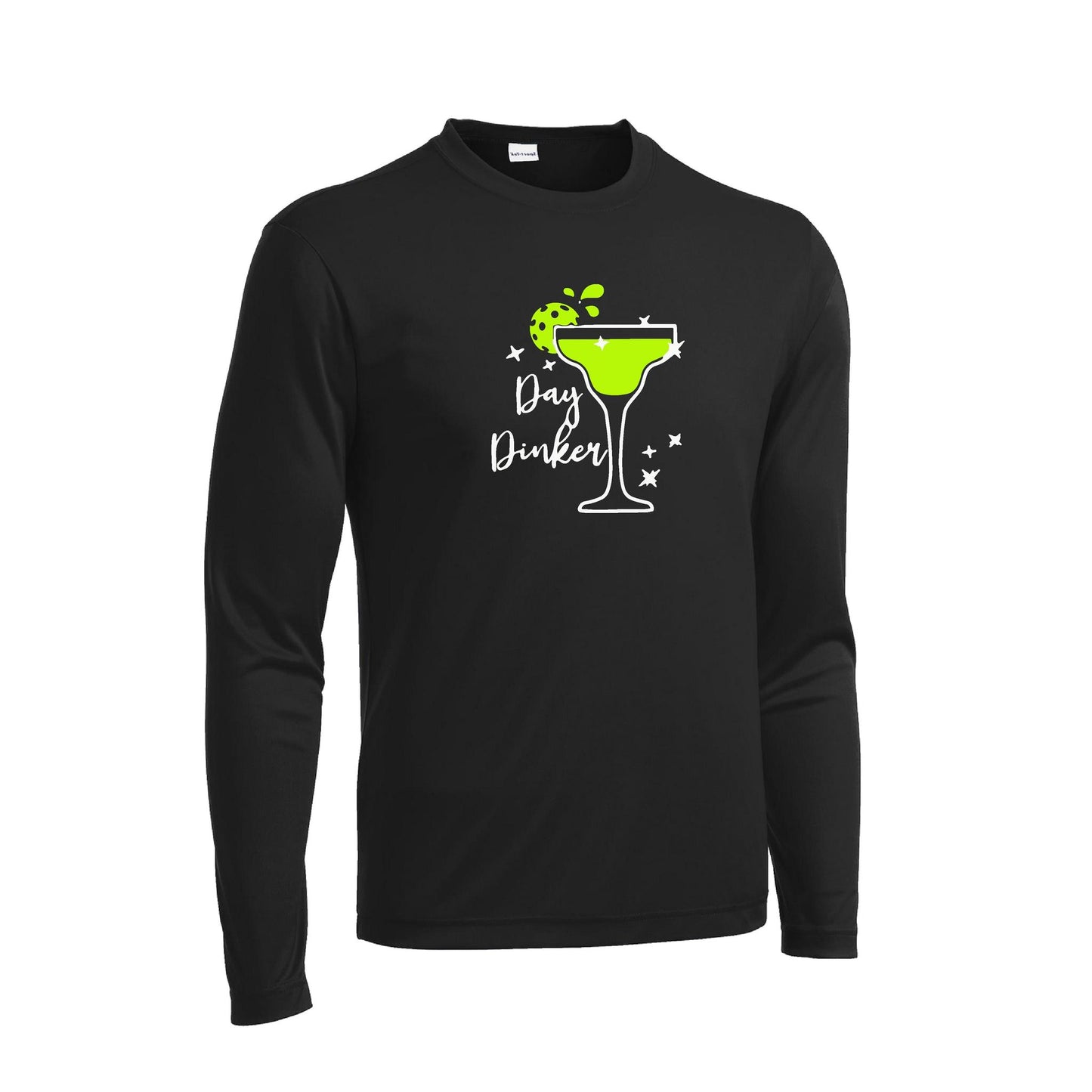 Day Dinker Pickleball Lime | Men's Long Sleeve Athletic Performance T-Shirt | 100% Polyester