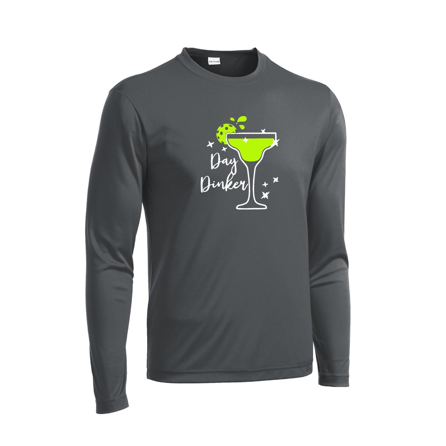 Day Dinker Pickleball Lime | Men's Long Sleeve Athletic Performance T-Shirt | 100% Polyester