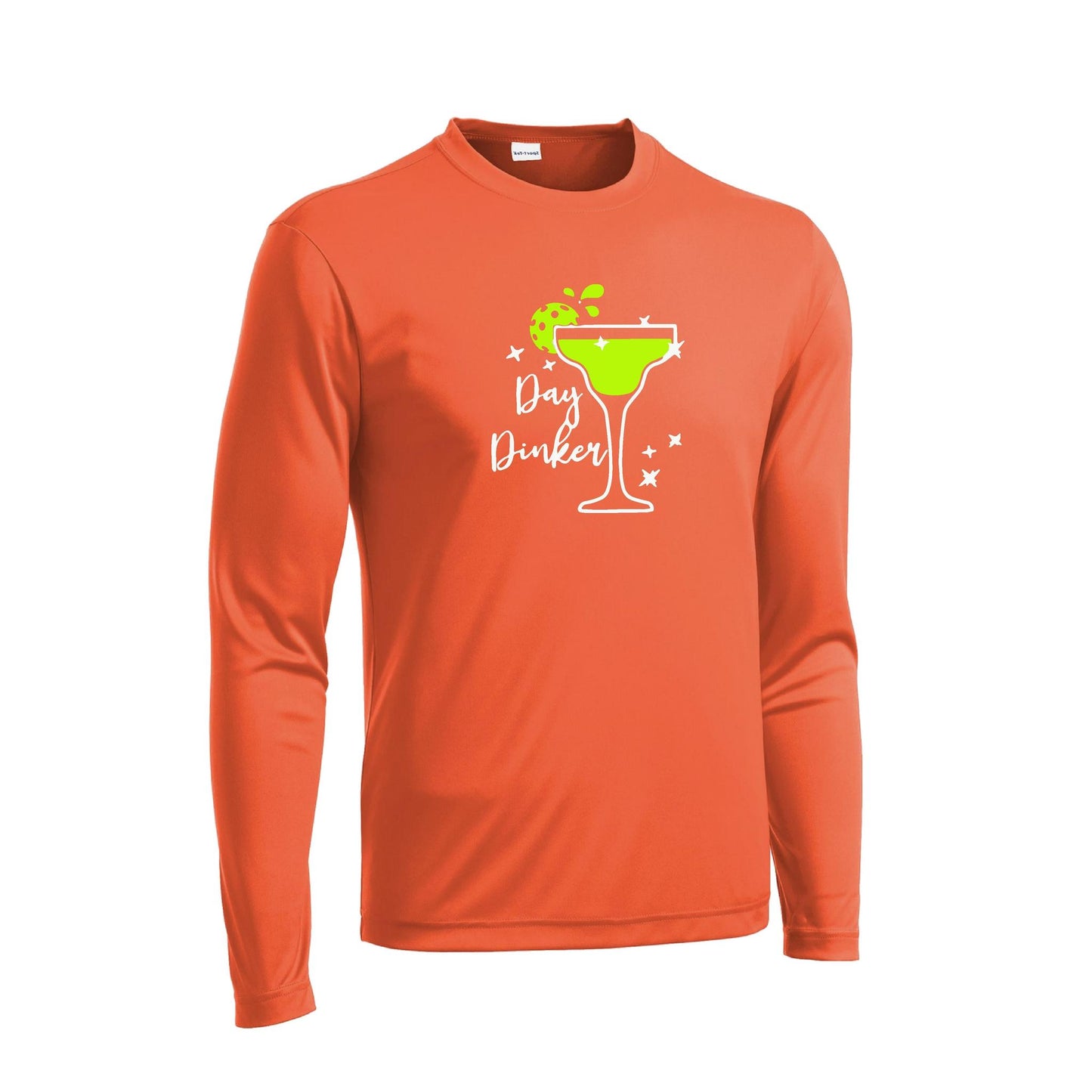 Day Dinker Pickleball Lime | Men's Long Sleeve Athletic Performance T-Shirt | 100% Polyester