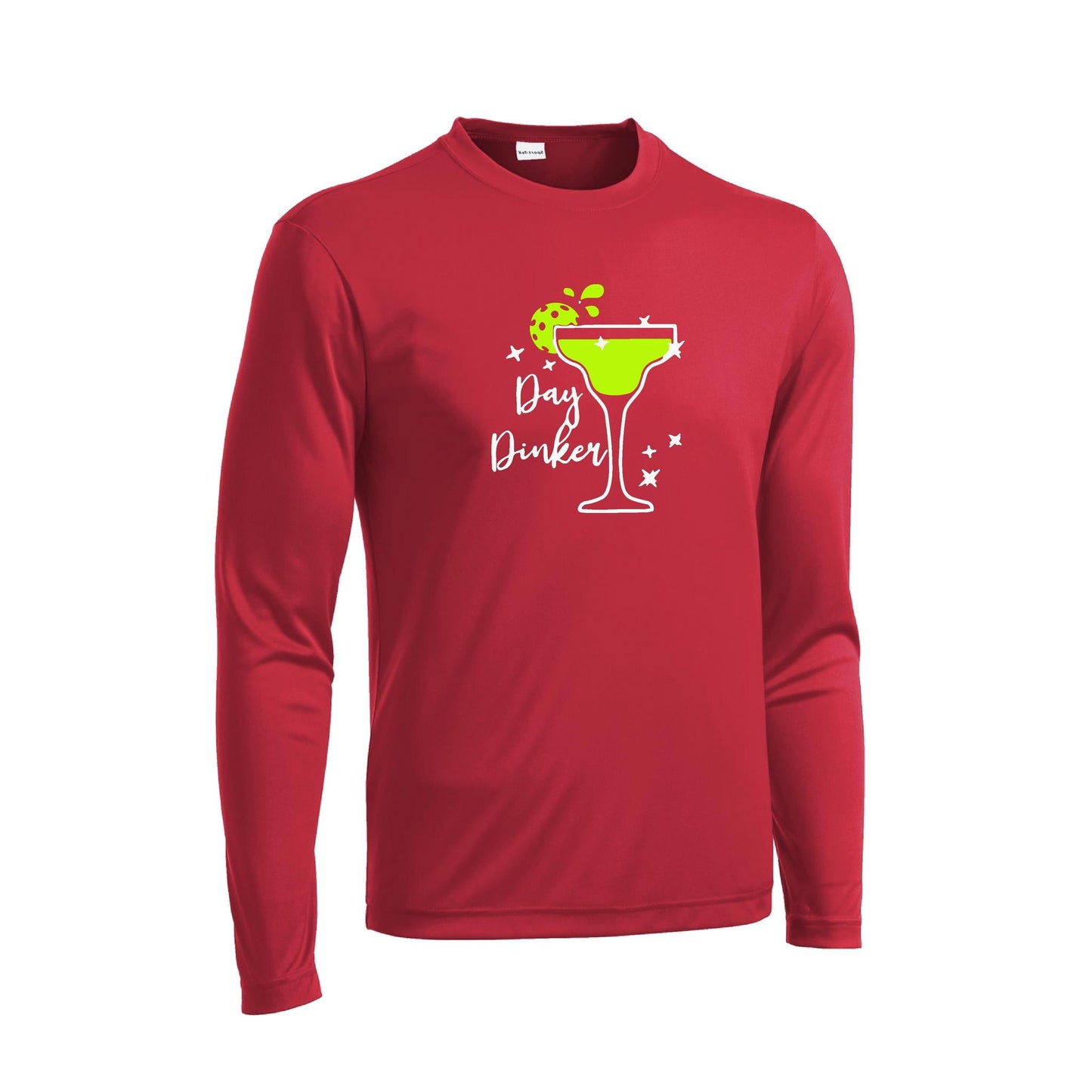 Day Dinker Pickleball Lime | Men's Long Sleeve Athletic Performance T-Shirt | 100% Polyester