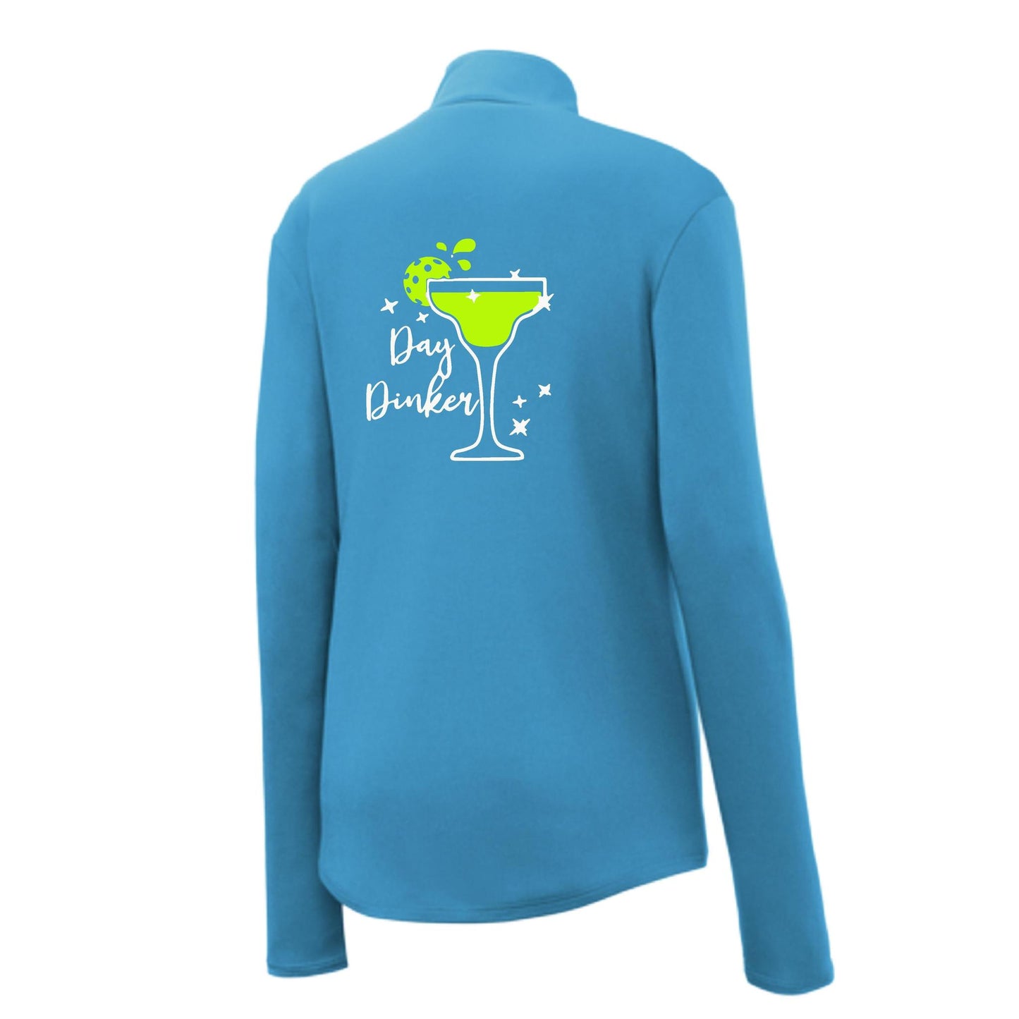 Day Dinker Pickleball Lime | Women's 1/4 Zip Pickleball Performance Pullover Shirt | 100% Polyester