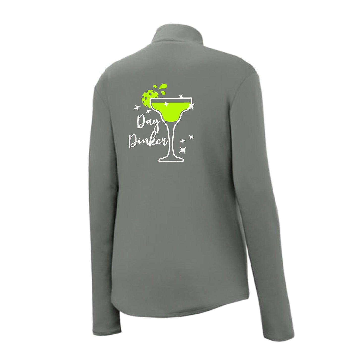 Day Dinker Pickleball Lime | Women's 1/4 Zip Pickleball Performance Pullover Shirt | 100% Polyester