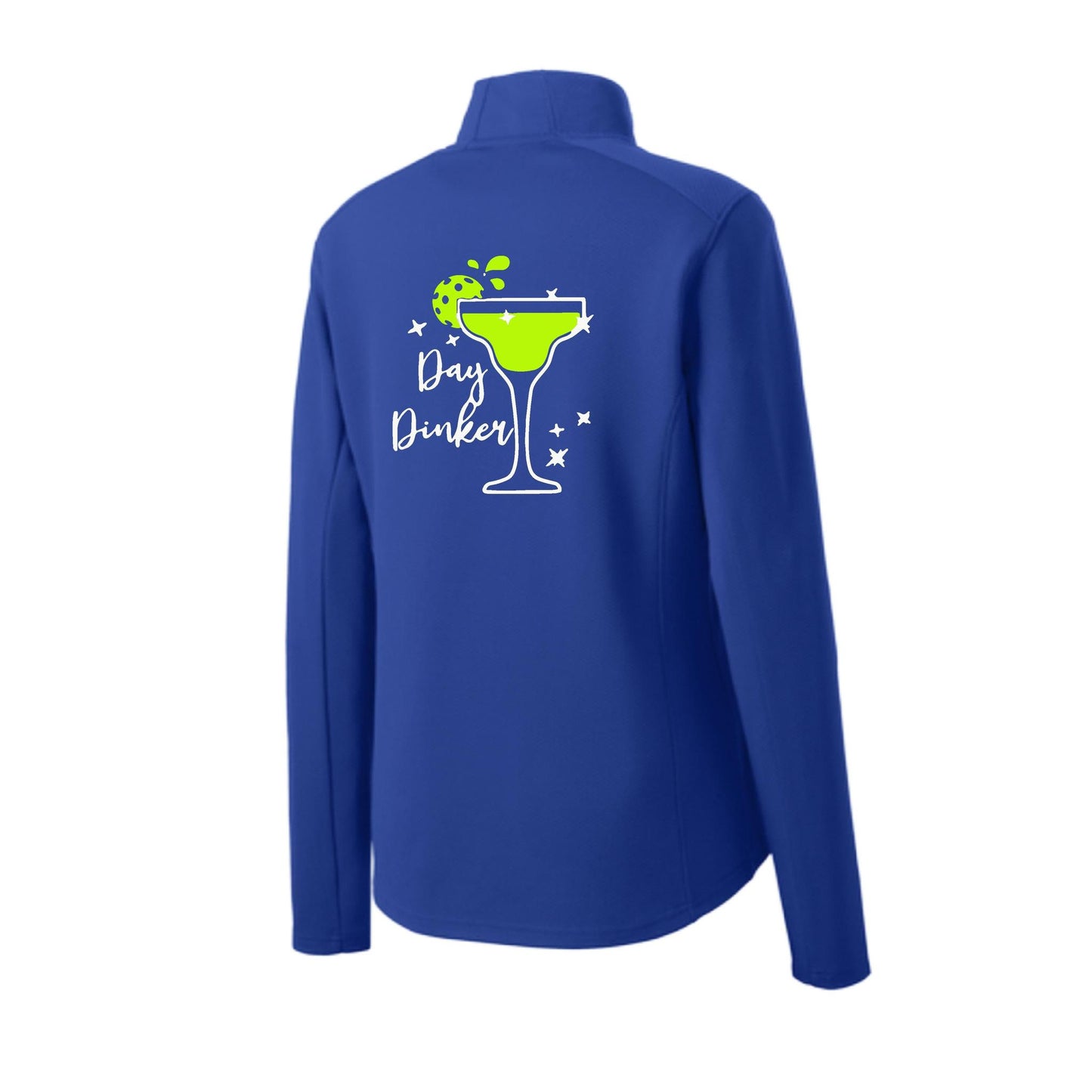 Day Dinker Pickleball Lime | Women's 1/4 Zip Pickleball Performance Pullover Shirt | 100% Polyester