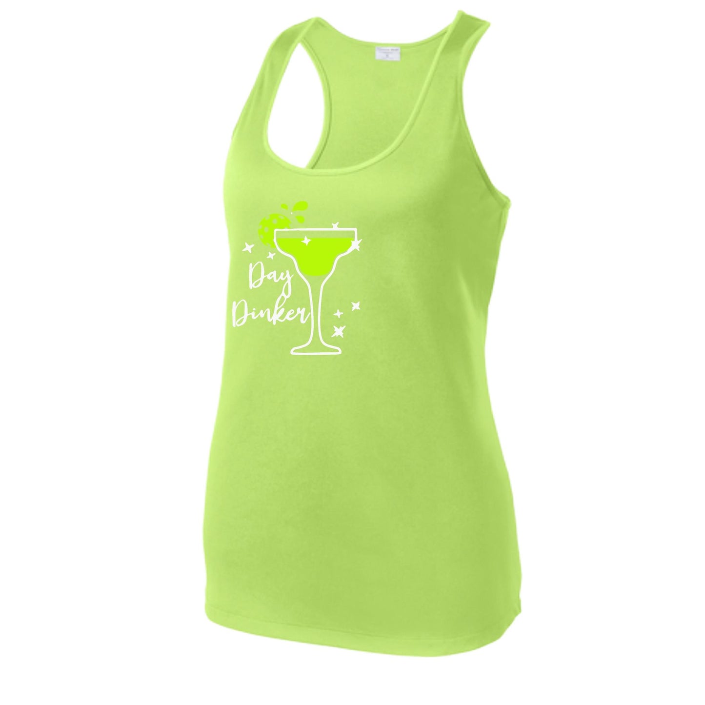 Day Dinker Pickleball Lime | Women's Racerback Pickleball Tank | 100% Polyester