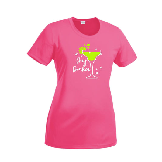 Day Dinker Pickleball Lime | Women’s Short Sleeve Crewneck Pickleball Performance T-Shirts | 100% Polyester
