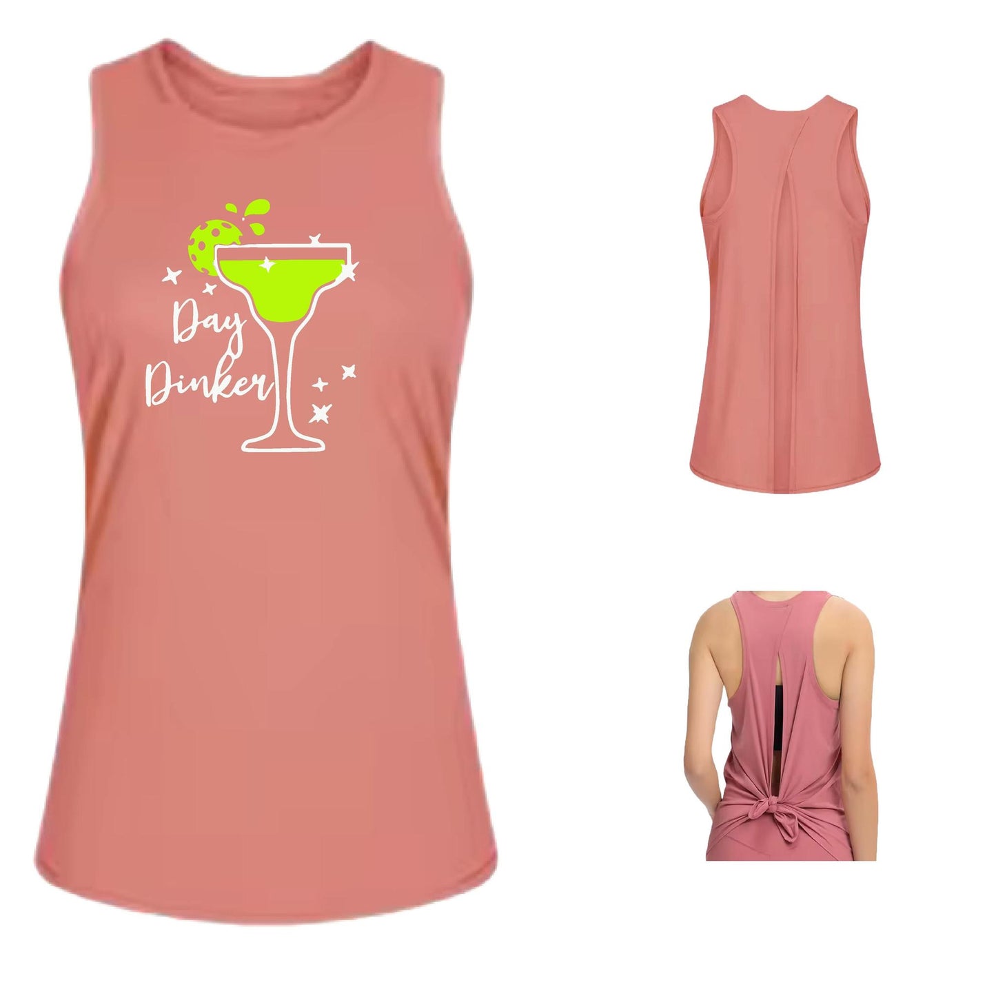 Day Dinker Pickleball Lime | Women's Split Back or Tied Back Pickleball Tank | 80/20 Nylon Spandex Mix