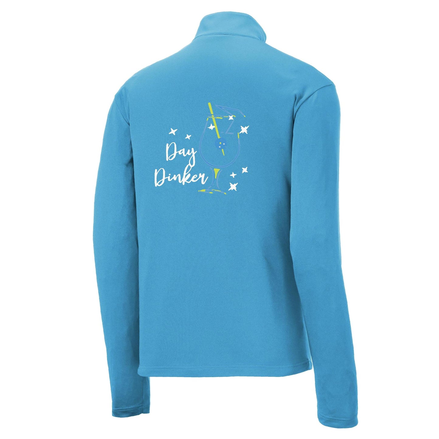 Day Dinker Pickleball Olive | Men's 1/4 Zip Long Sleeve Pullover Athletic Performance Shirt | 100% Polyester
