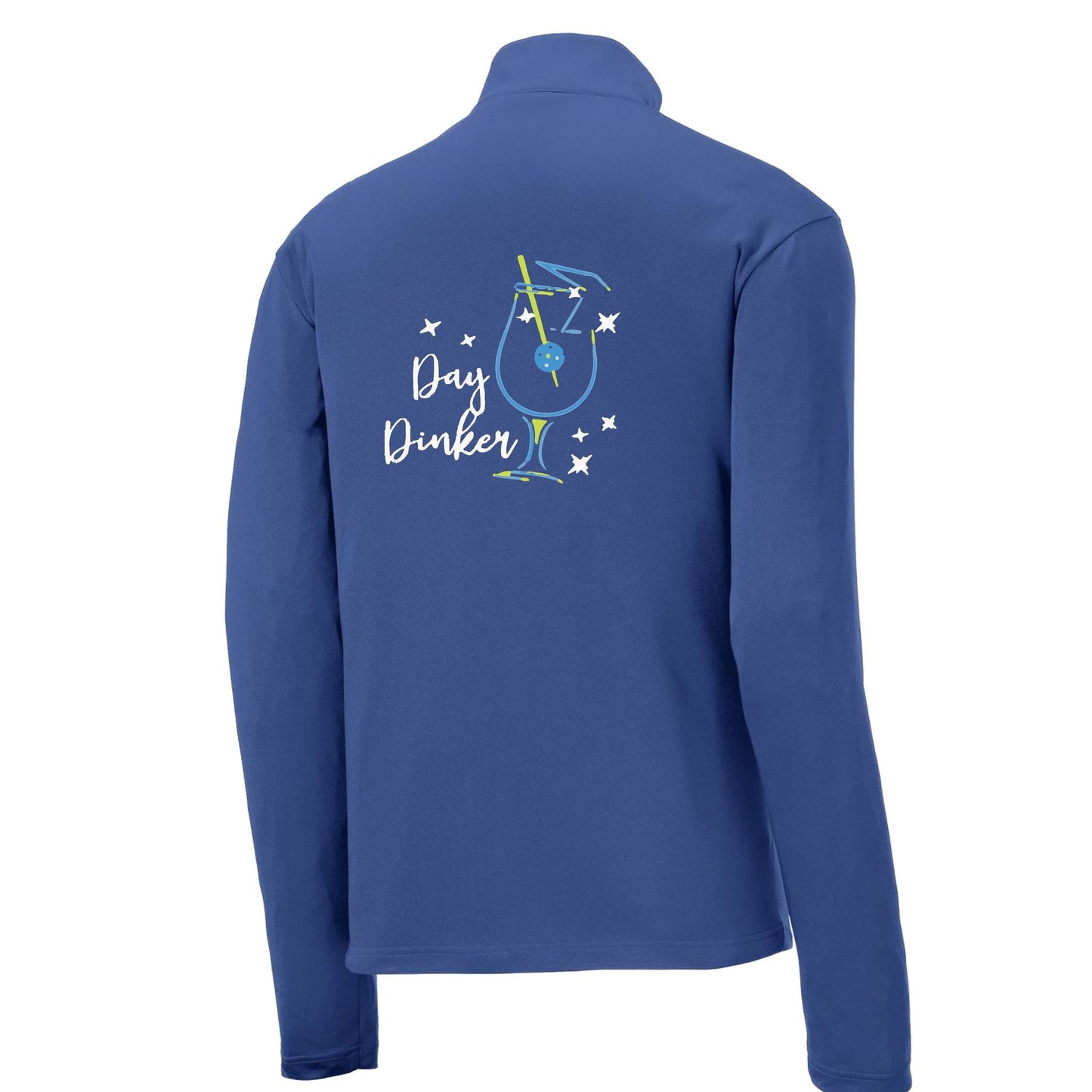 Day Dinker Pickleball Olive | Men's 1/4 Zip Long Sleeve Pullover Athletic Performance Shirt | 100% Polyester