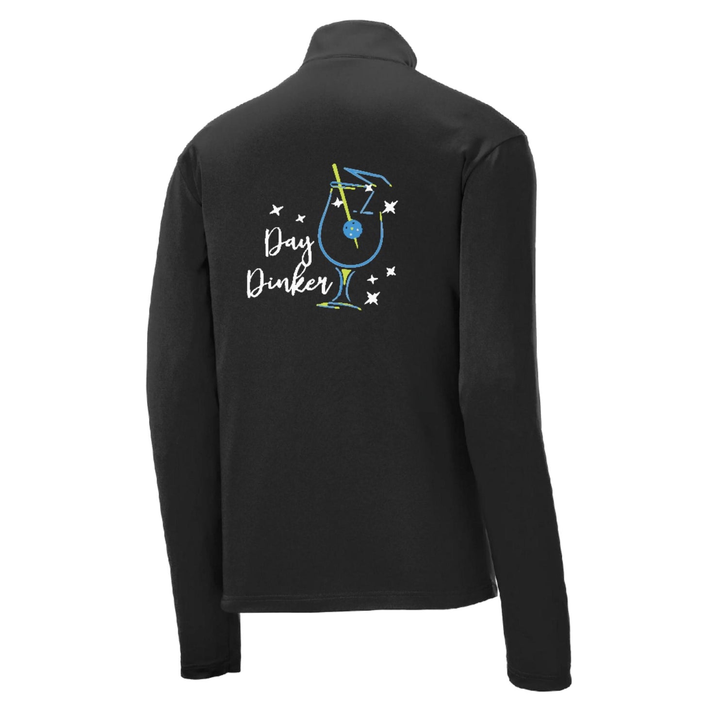 Day Dinker Pickleball Olive | Men's 1/4 Zip Long Sleeve Pullover Athletic Performance Shirt | 100% Polyester